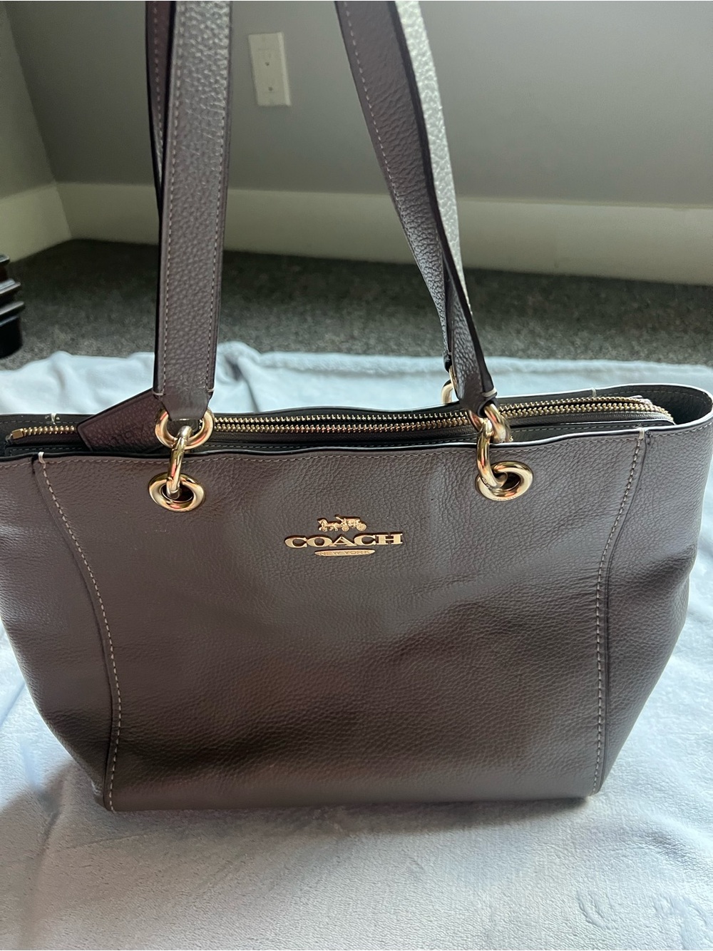 Coach Pebble Leather Tote in Heather Gray